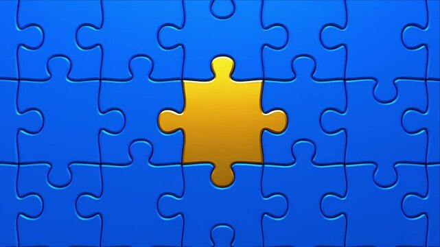 Business solution concept showing missing gold puzzle piece snap.