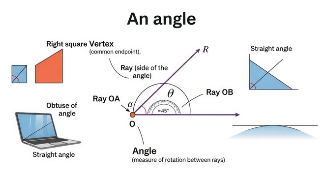 Diagram Illustrating Right Angle Formation with Rays from Vertex.
