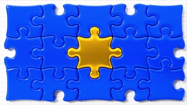 Teamwork synergy concept with missing golden puzzle piece.