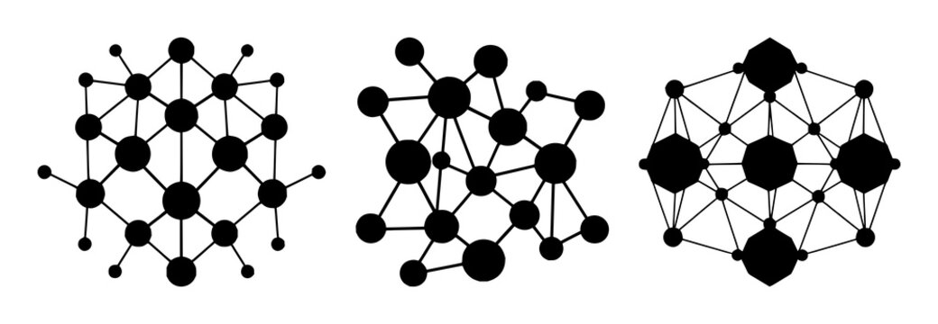Decentralized network mesh icon set with solid black icon on white background featuring network nodes, connectivity, mesh topology with digital and abstract design