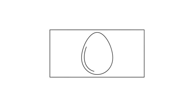 Simple Line Drawing of an Egg in a Rectangle Frame