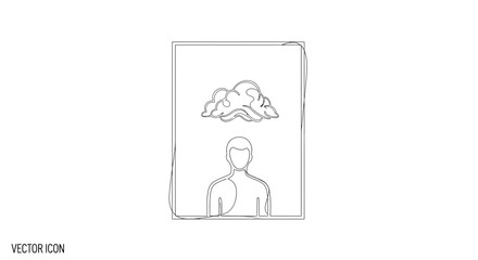 Fototapeta premium Person with cloud over head, mental health concept, abstract line art