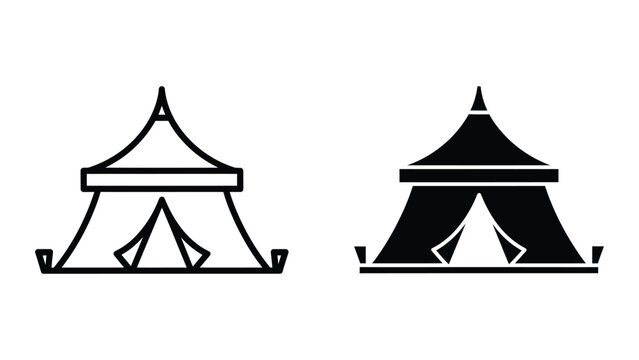 Comparison of a traditional tent and a modernized or filled tent illustration