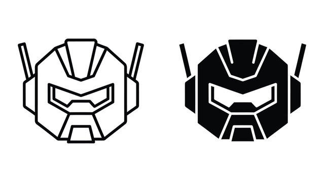 Contrasting design variations of a mecha robot head with antennae