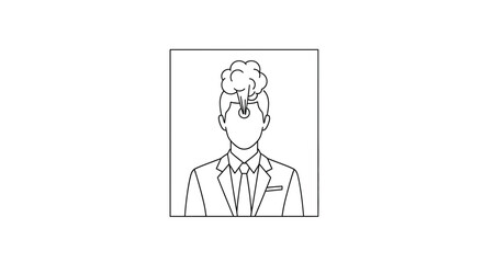 Fototapeta premium Man in Suit with Smoke Coming Out of Head - Stress, Burnout, Overwhelmed Concept