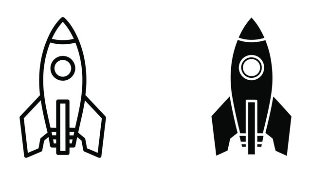Contrast between a white and black space rocket illustration