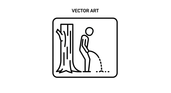 Man Urinating Behind Tree Icon Symbol Vector Art