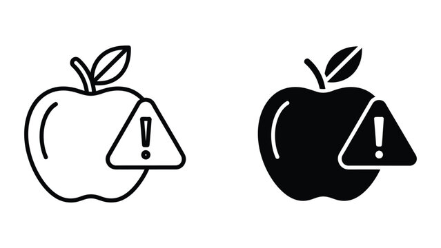 Contrast between a light and dark apple logo with an exclamation mark banner