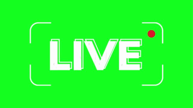 Live streaming icon on green screen with camera frame