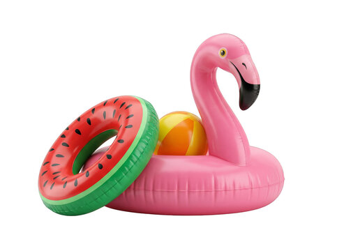Inflatable pool floats flamingo and donut