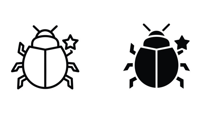 Contrasting graphic depiction of a light and dark ladybug with star accents