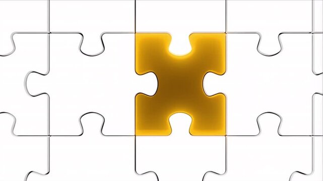 Hidden potential concept of glowing gold in missing puzzle piece.