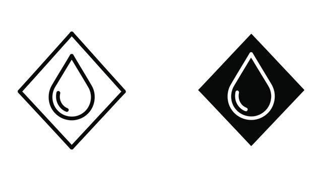Contrasting water drop icons in white and black diamond shapes
