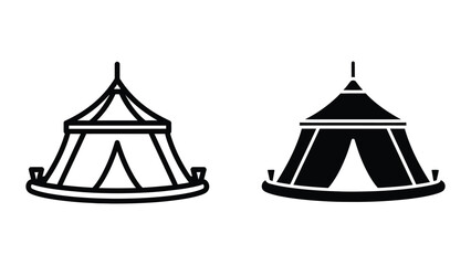 Comparison of traditional and modern tent designs illustrated in black and white © Jahidul