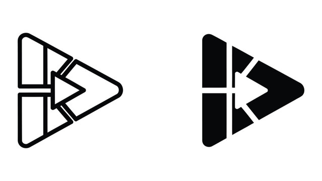 Comparison of two different play button design variations with geometric shapes