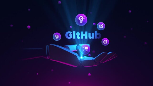 Developer Coding Platform Concept Animation with Robotic Hand and Digital Interface