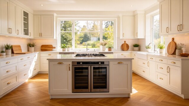 Modern kitchen with white cabinetry