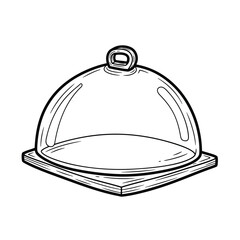 Fototapeta premium Cloche: An elegant cloche, with a clear dome atop a wooden base, is illustrated to show a design of the food protection. This drawing evokes a sense of protection and elegance.