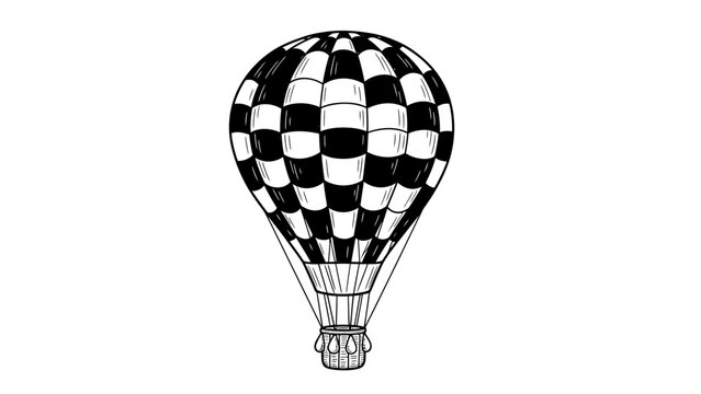 Black and white checkered hot air balloon, evoking a sense of adventure and freedom, suitable for travel themed projects, branding, or decorative purposes.