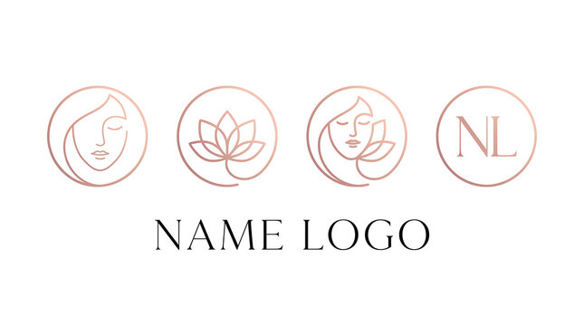 A serene face surrounded by a lotus flower and leaves forming a name logo.