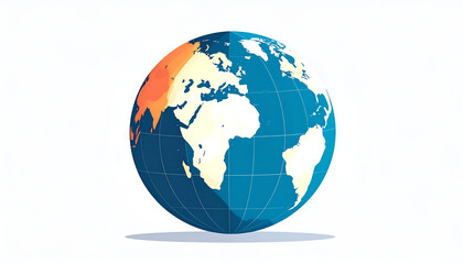 Fototapeta premium Illustration of the earth globe showing Asia in orange color scheme on white
