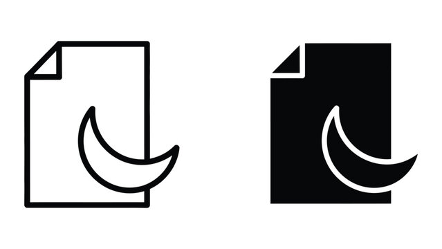 Contrasting document icons with a crescent moon graphic in different color schemes