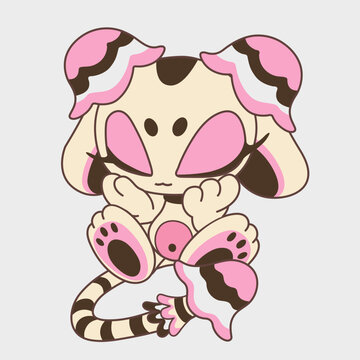 Shy Cartoon Bunny Girl. Funny character. Cartoon character design.