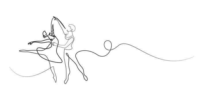 single line dance couple.continuous line drawing of male and female dancers performing for cultural dance festival.traditional performance concept.one line vector illustration.