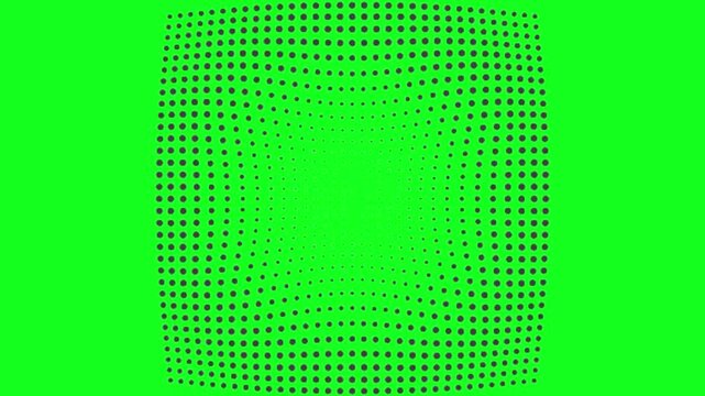 Dynamic green screen with animated dots forming rectangle