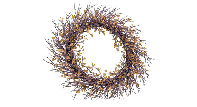 Natural Wreath with Yellow Leaves and Twigs