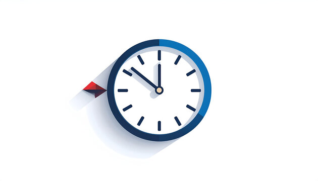 Blue clock with arrow mark showing time flowing backward in illustration style