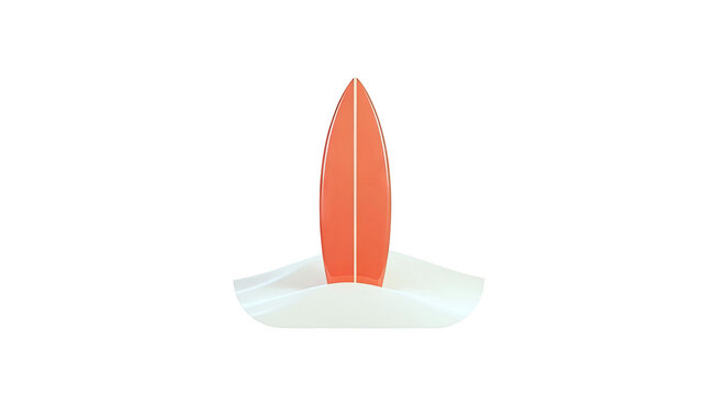 Orange surfboard standing upright in sand