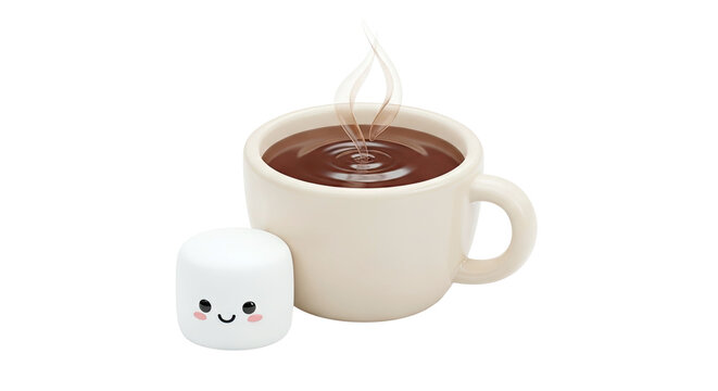 Cute Marshmallow with Hot Chocolate Mug