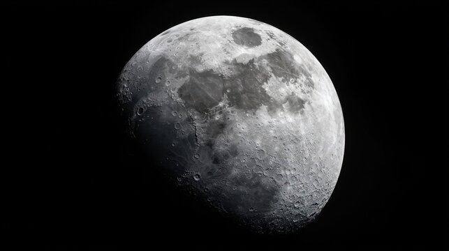 Waning gibbous moon with detailed cratered surface for astronomy wallpaper and planetary science banner design Moon Day