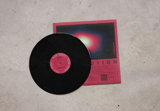 Mockup Of Customized Lp Sleeve And Vinyl Record