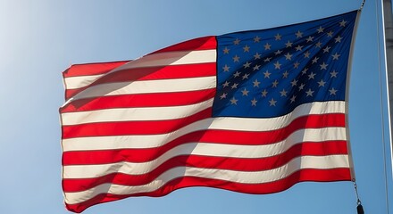 Fototapeta premium Vibrant american flag waving on 4th of july celebrations across united states