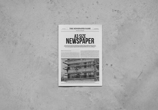 Mockup Of Customizable Closed A3 Newspaper
