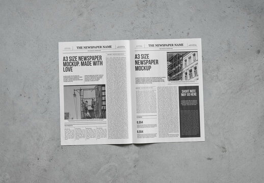 Mockup Of Customized Open A3 Newspaper