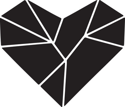 Modern Geometric Heart Vector Icon with Polygonal Line Art. Minimalist Abstract Heart Shape for Logo and Branding Design.