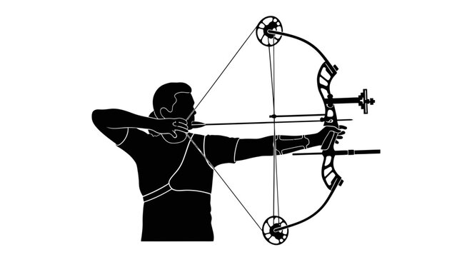 Archer Silhouette Aiming Compound Bow for Target Practice