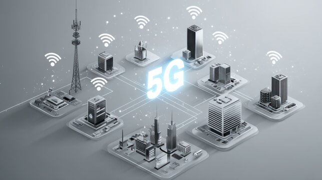 5 g technology concept with wireless network