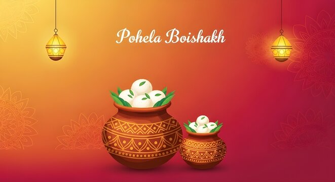 Pohela boishakh celebration with traditional sweets and gifts