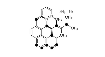 Chemical Structure of Organic Molecule with Rings and Functional Groups © punduh