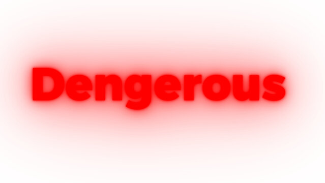 The word dengerous written in bold red letters isolated on transparent background