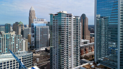 Aerial view of Charlotte North Carolina skyline with modern residential towers © Viola