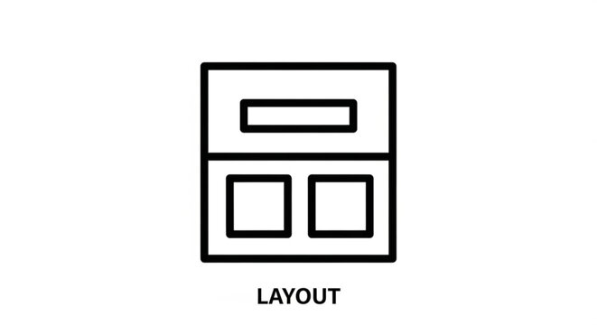 A minimalist vector graphic illustration of a layout design with rectangular boxes