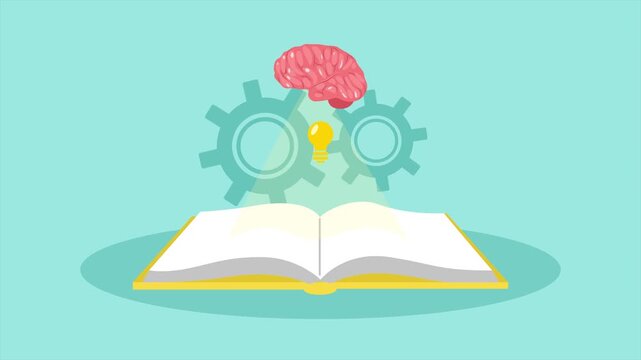 Open Book Representing Shared Knowledge Growth. Passing on Knowledge concept. Full length animation illustration. High quality&nbsp;4k&nbsp;footage