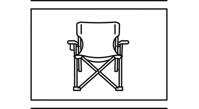 Camping Chair Icon, Folding Outdoor Seat, Portable Furniture Line Art