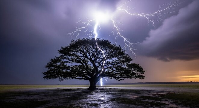 Tree struck by lightning