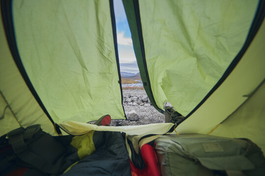 View from the tent of the mountains